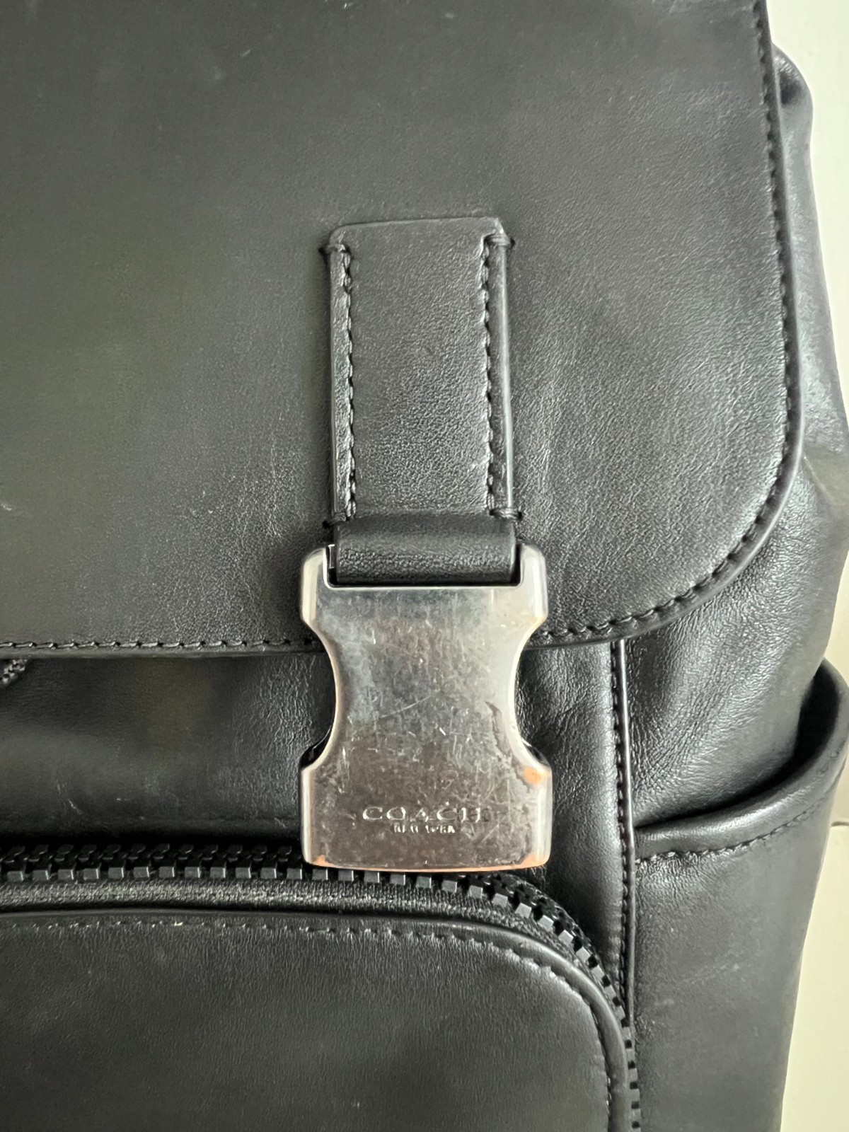 Coach Track Backpack Gunmetal/Black Smooth Calf Leather 16″ Laptop Bag