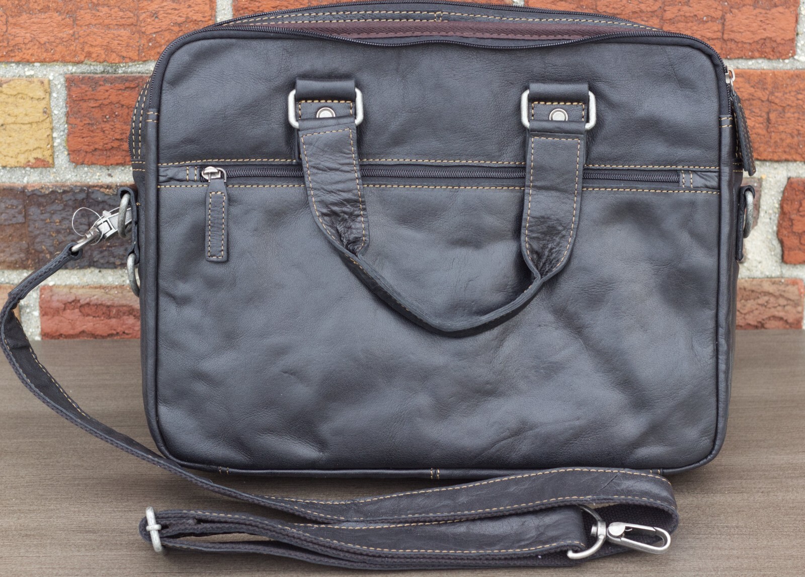 NEW Jack Georges #7321 Leather Shoulder Bag Laptop Briefcase $375 MSRP w/ Tags
