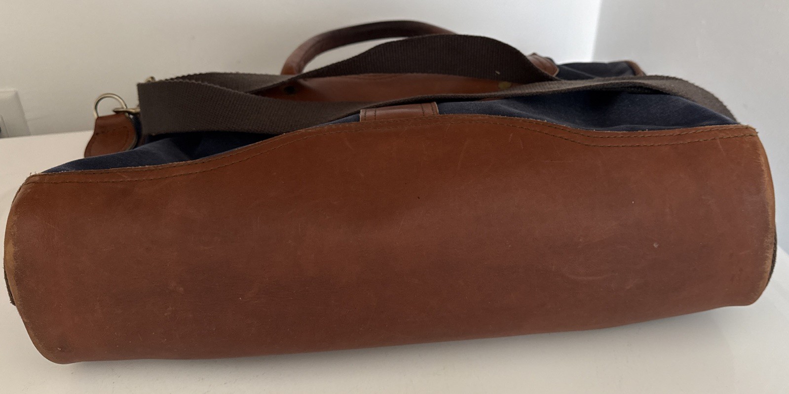 Duluth Pack Minn. Blue Canvas Leather Briefcase USA Travel Bag VTG Well Used