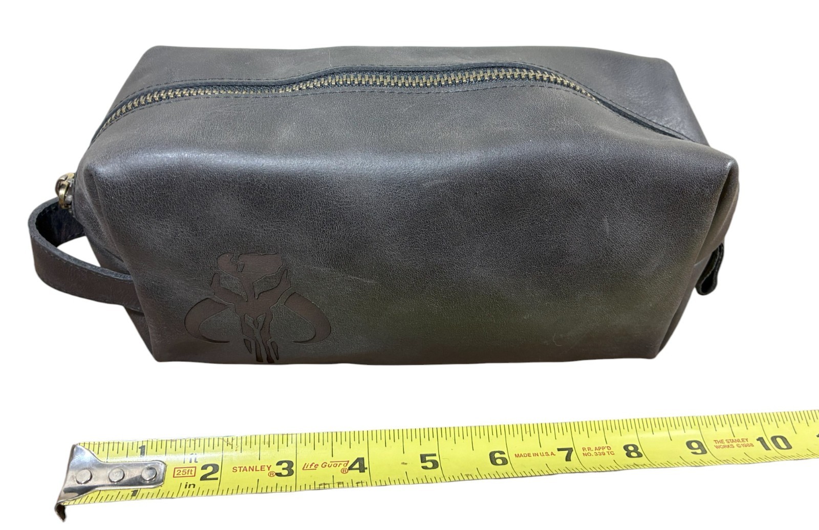Baglunch Leather Toiletry Bag Dark Brown w/ Mythosaur Skull Design