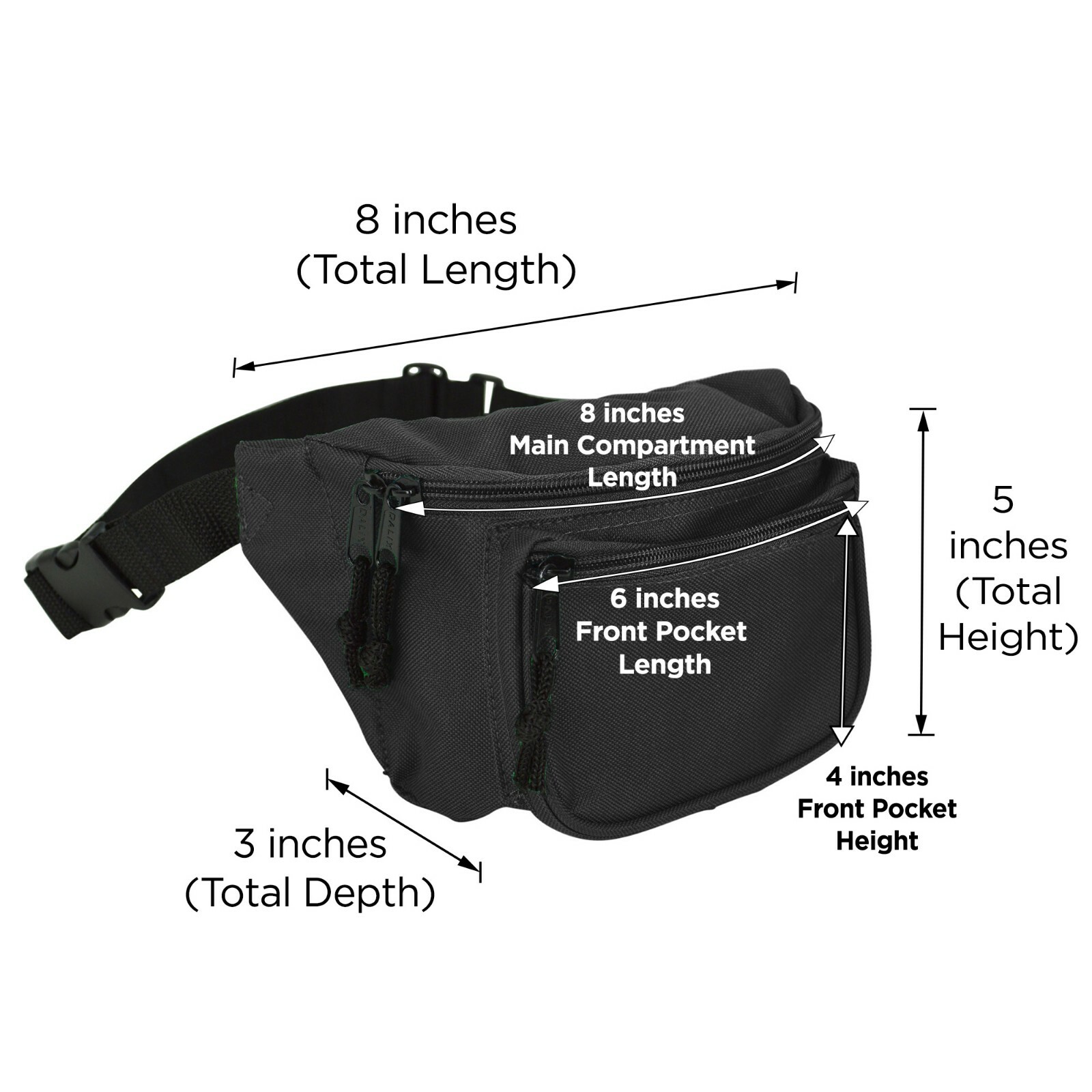 DALIX Fanny Pack with 3 Pockets Blue Black Maroon Travel Waist Pouch Adjustable