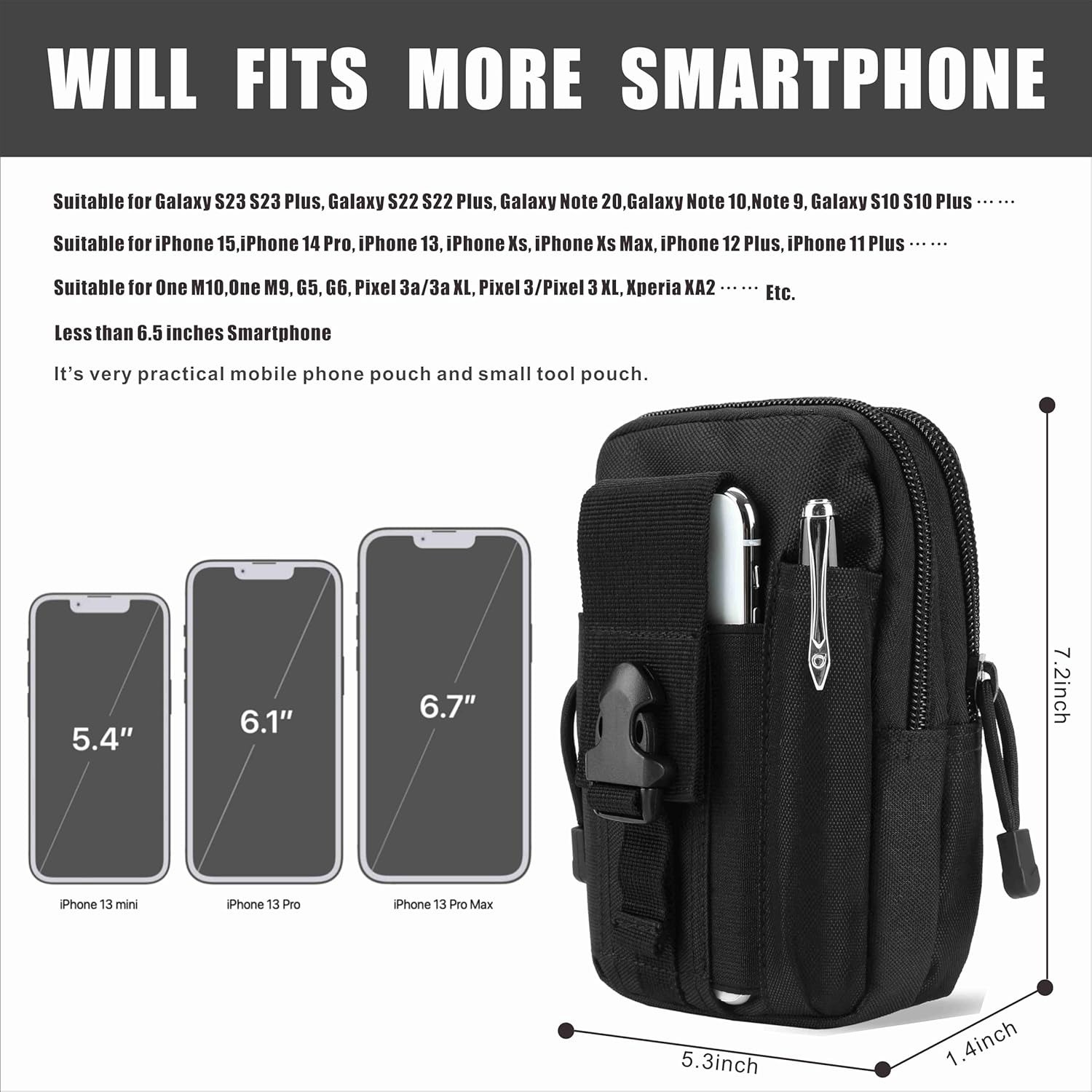 Tactical Molle Waist Bag Compact Utility Phone Pouch Holder for Smartphone Tools