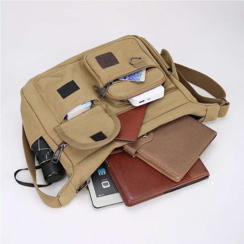 Messenger Bag Canvas Sling Bag Vintage Crossbody Shoulder Bag Military Satchel V