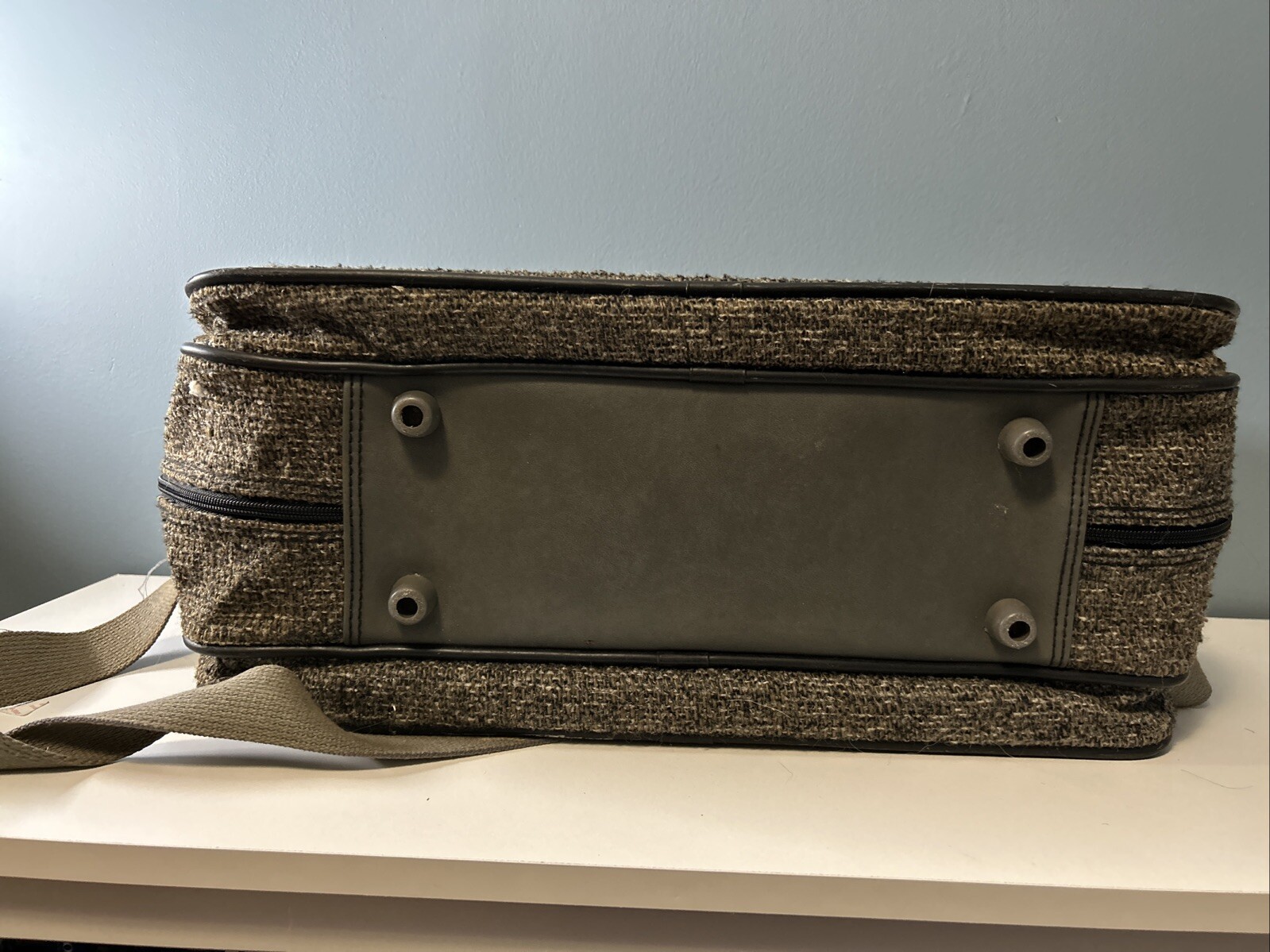 Diane Von Furstenberg Wool Tweed Double Strap Zip Around Large Luggage See Photo