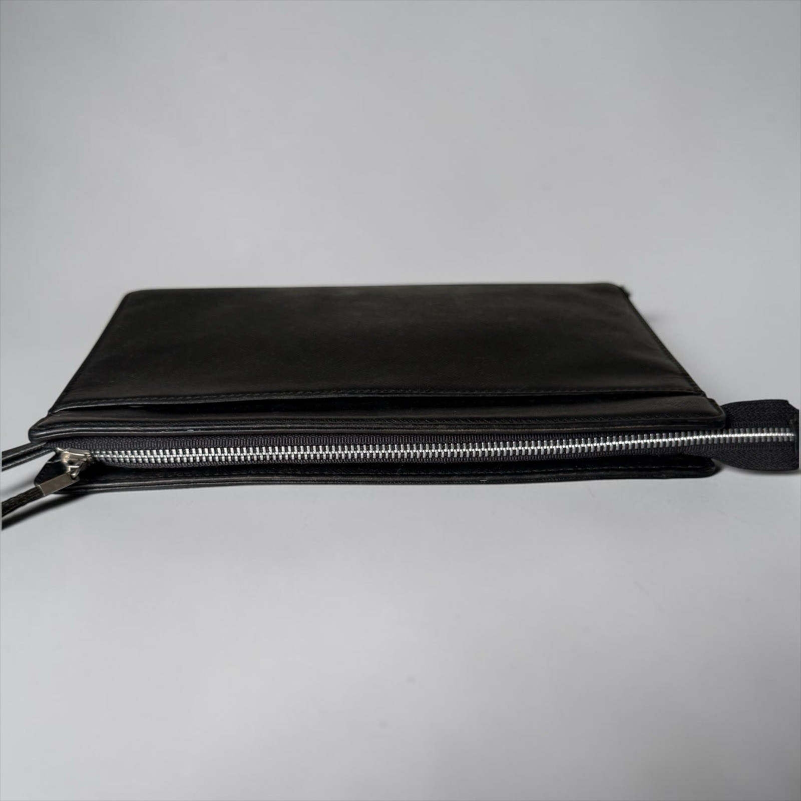 Burberry Black Leather Clutch Pouch Bag Luxury Unisex Authentic