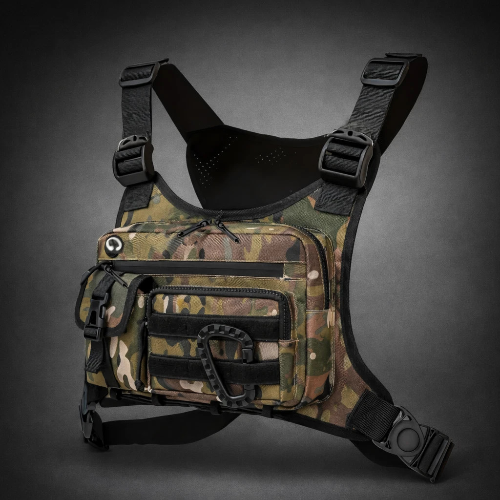 Sport Running Combat Chest Rig Bag Front Pouch Recon Kit Pack Protective Vest