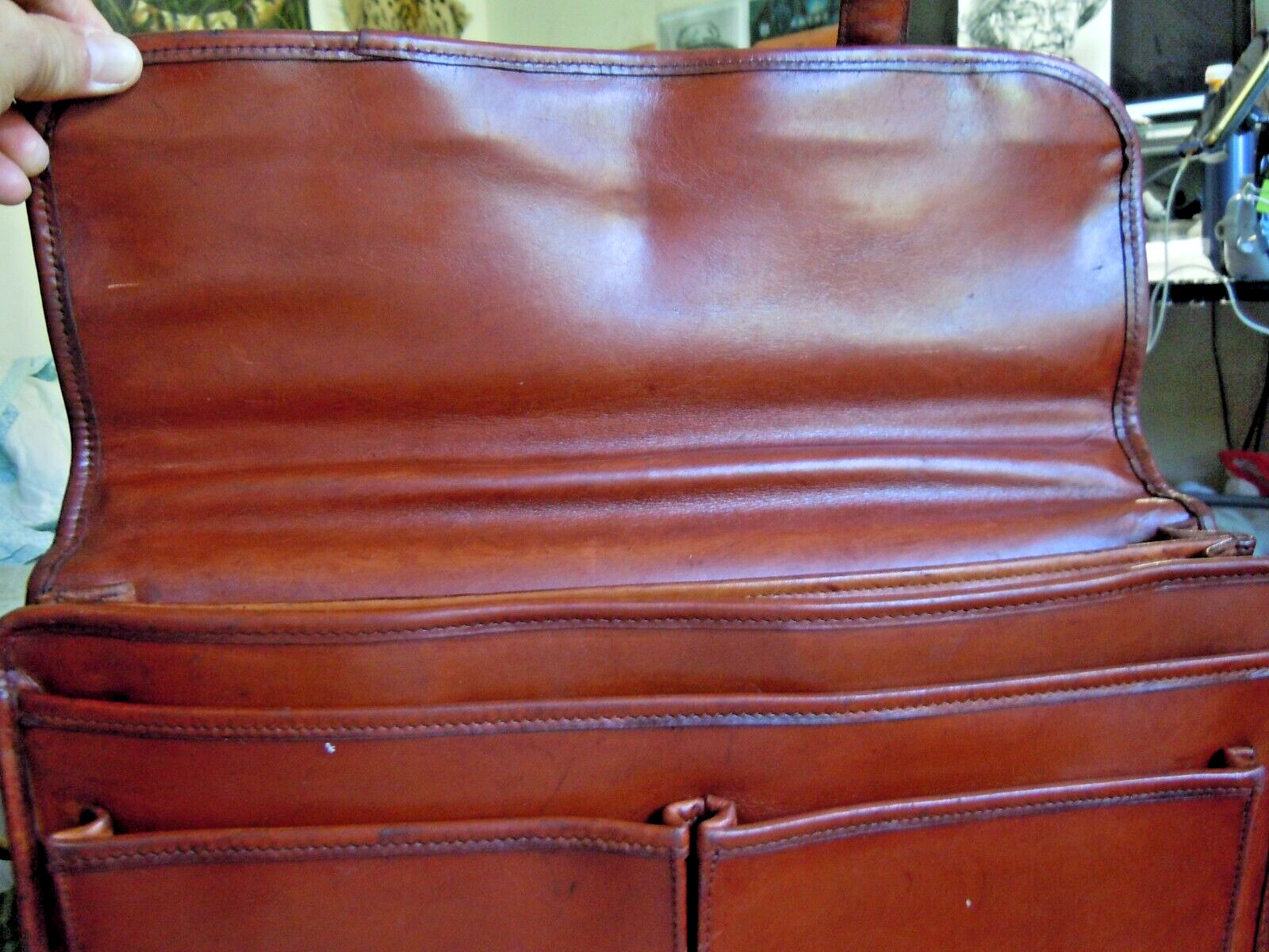 VTG KORCHMAR SCHLESINGER BELTED LEATHER BRIEFCASE USA 6