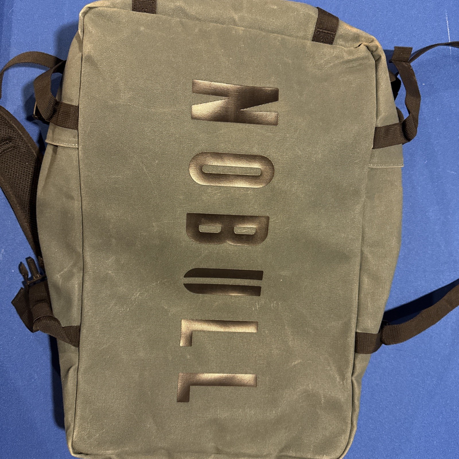 Nobull Canvas Backpack Gym Bag Laptop Carrier Green Distressed