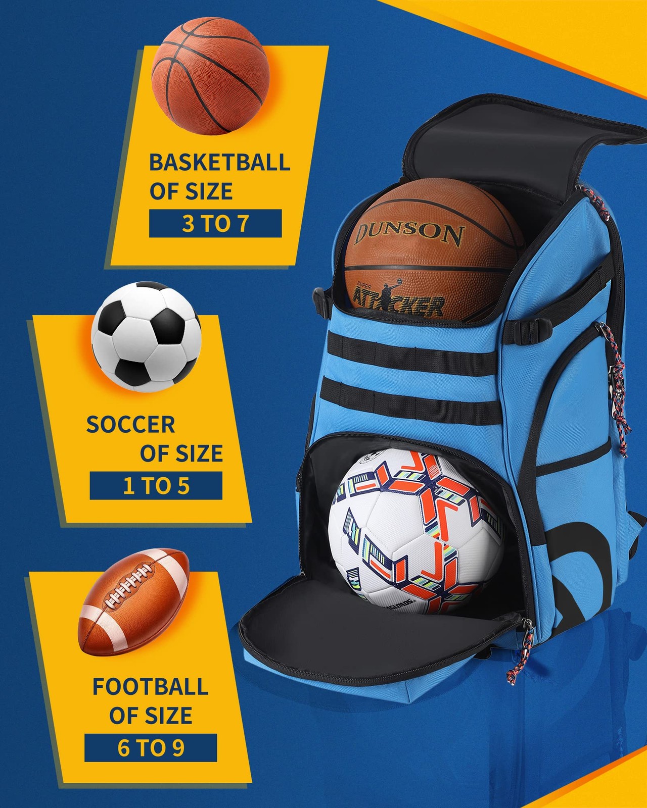 Basketball Bag Backpack with Ball Holder Multi-Sport Backpack for Soccer Voll…