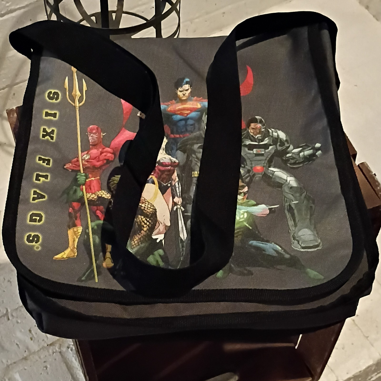 Justice League Batman Superman Messenger Shoulder Bag Black Adjustable Strap