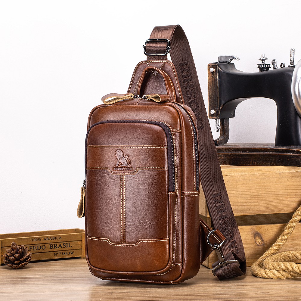 Men’s Genuine Leather Sling Chest Shoulder Bag Crossbody Satchel Backpack New