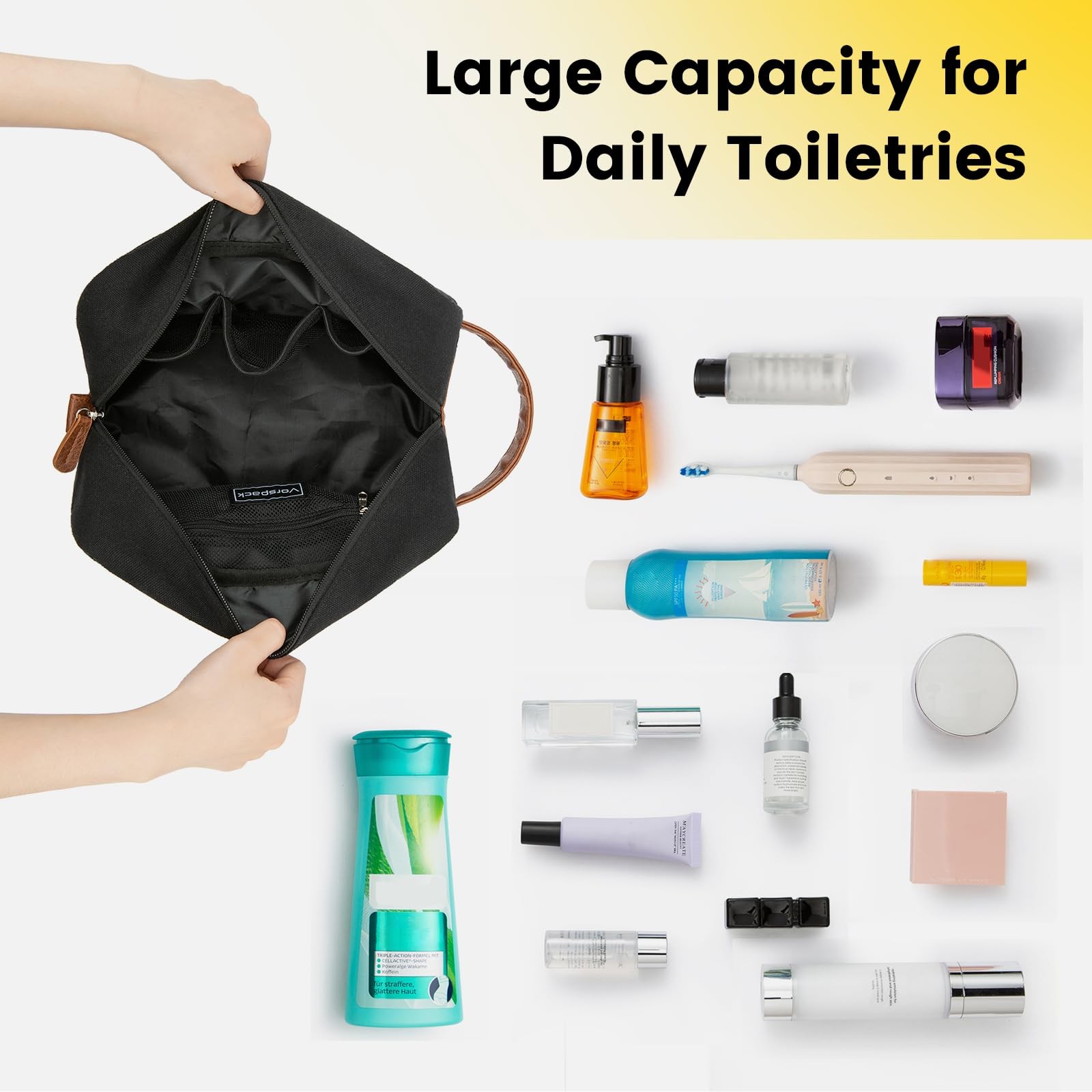 Vorspack Travel Toiletry Bag – Hanging Medium (Pack of 2), Black