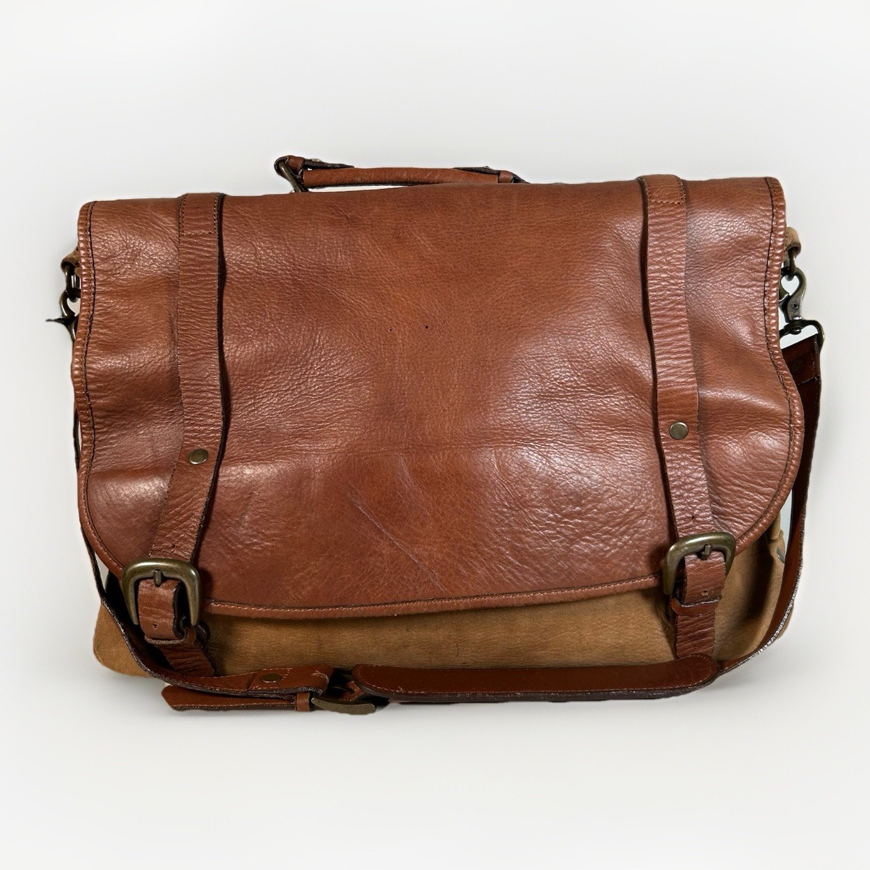Vintage Marlboro Miles Leather Saddle Messenger Bag Satchel Briefcase