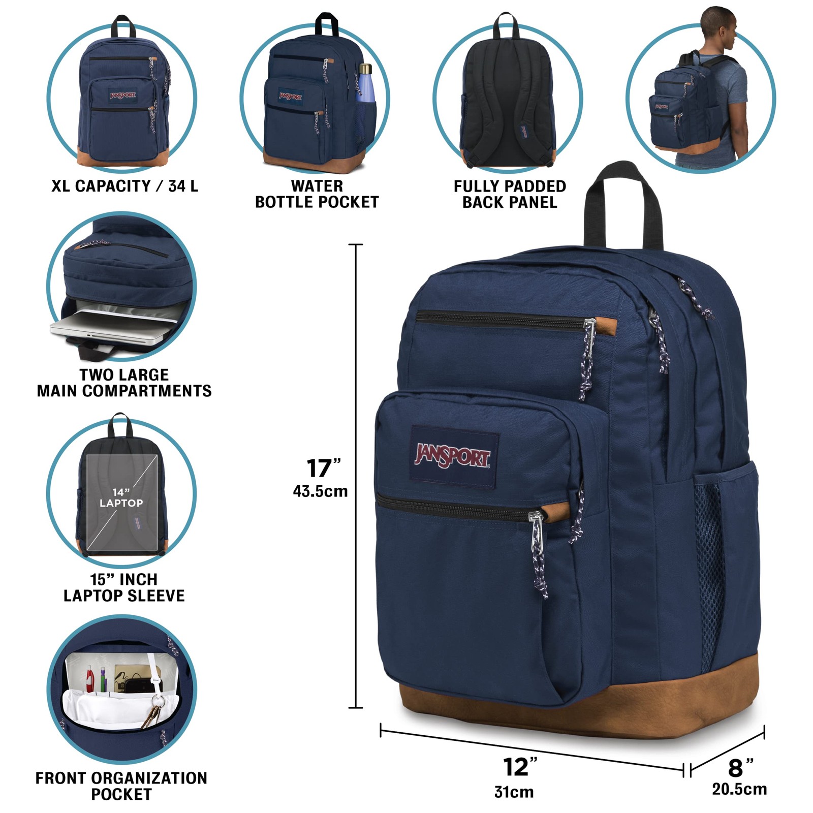 JanSport Cool Backpack with 15 inch Laptop Sleeve Large Computer Bag Rucksack