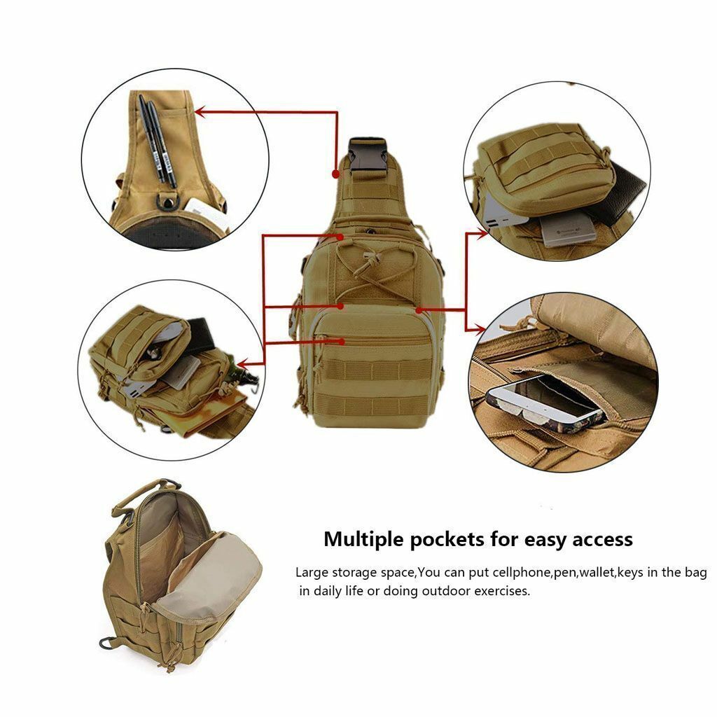 Male Tactical Chest Bag Backpack Molle Crossbody Sling Messenger Shoulder Pack
