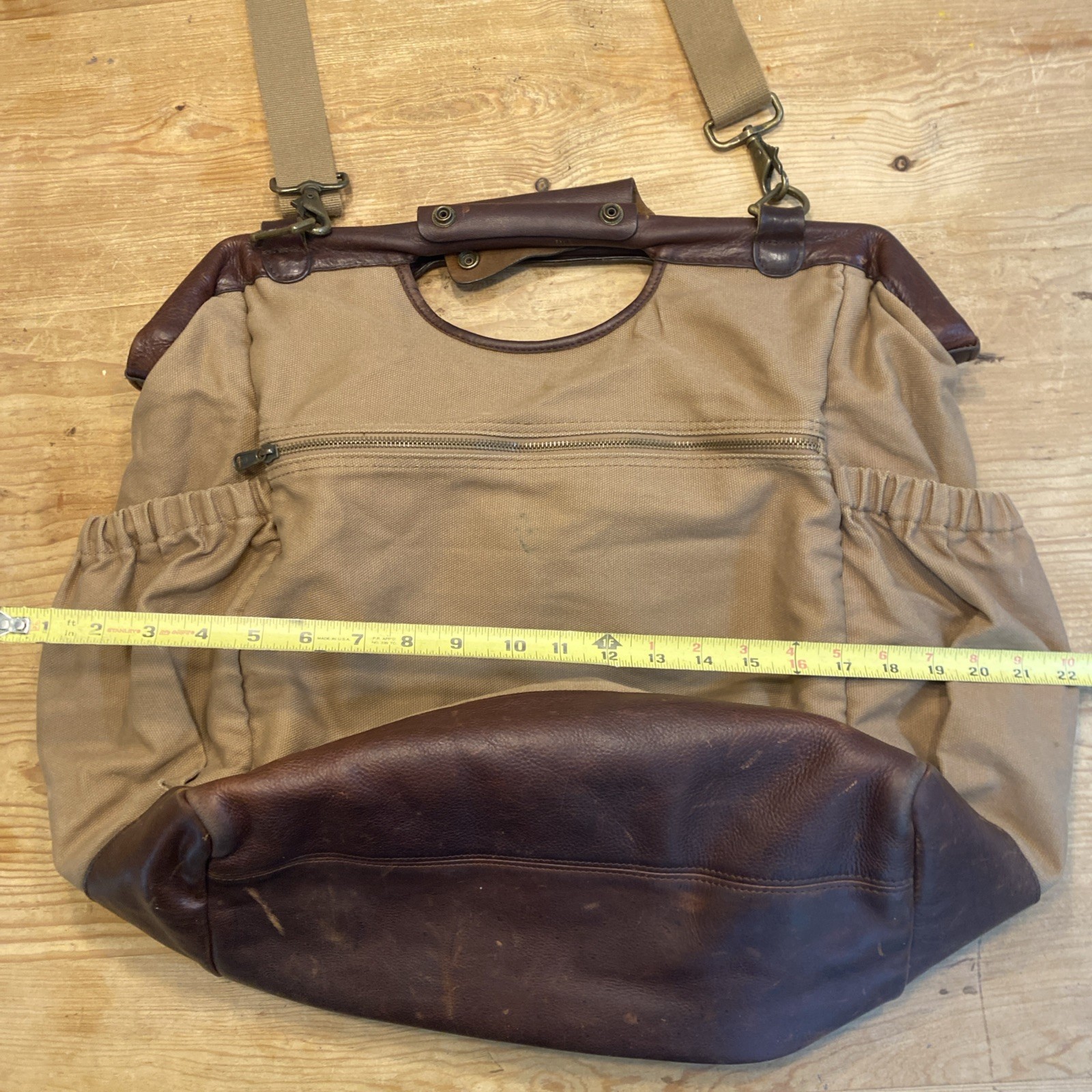 Vintage Duluth Trading Postmaster Tote Bag Canvas Leather w Shoulder Strap