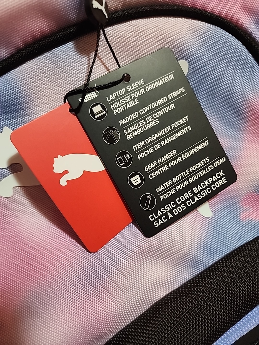 Puma Classic Core Backpack 15″ Laptop Sleeve Water Bottle Pocket Tie Dye NEW R2