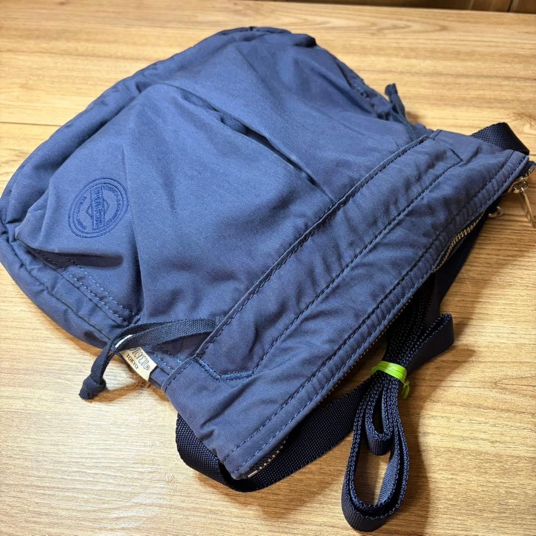 Authentic PORTER Men’s Navy Nylon Shoulder Bag, 26cm x 22cm x 8cm, with Mesh Poc