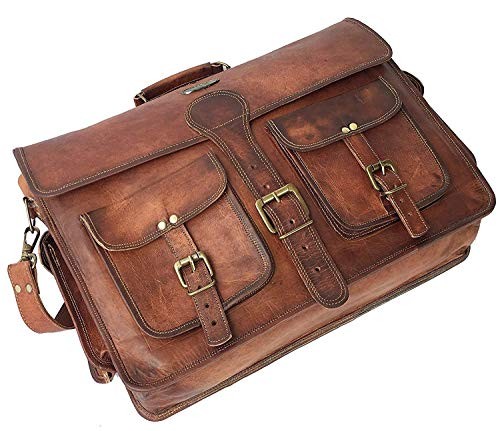 Leather Messenger Bag for Men, 18 Inch Laptop Crossbody, Vintage 18 inch Large
