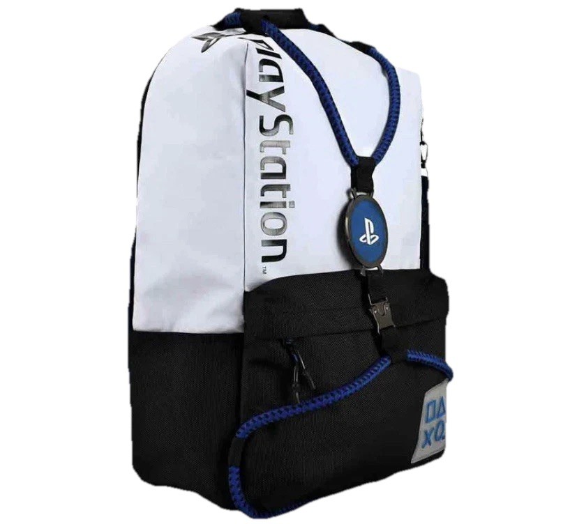 PlayStation Backpack Bioworld Metal Logo Blue Black White Gamer Streetwear Bag