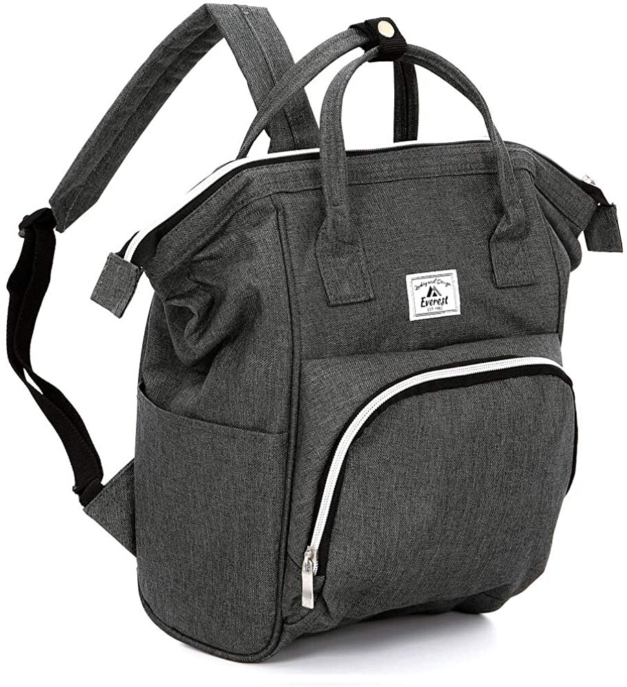 Everest Friendly Mini Handbag Backpack 13×8.5×6 Inches Dark Grey Zip Pockets NEW