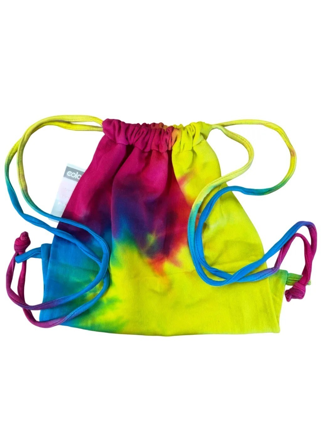 Colortone Colorblock Tie-Dye Reactive Rainbow Drawstring Bag 14″ x 17″ NEW
