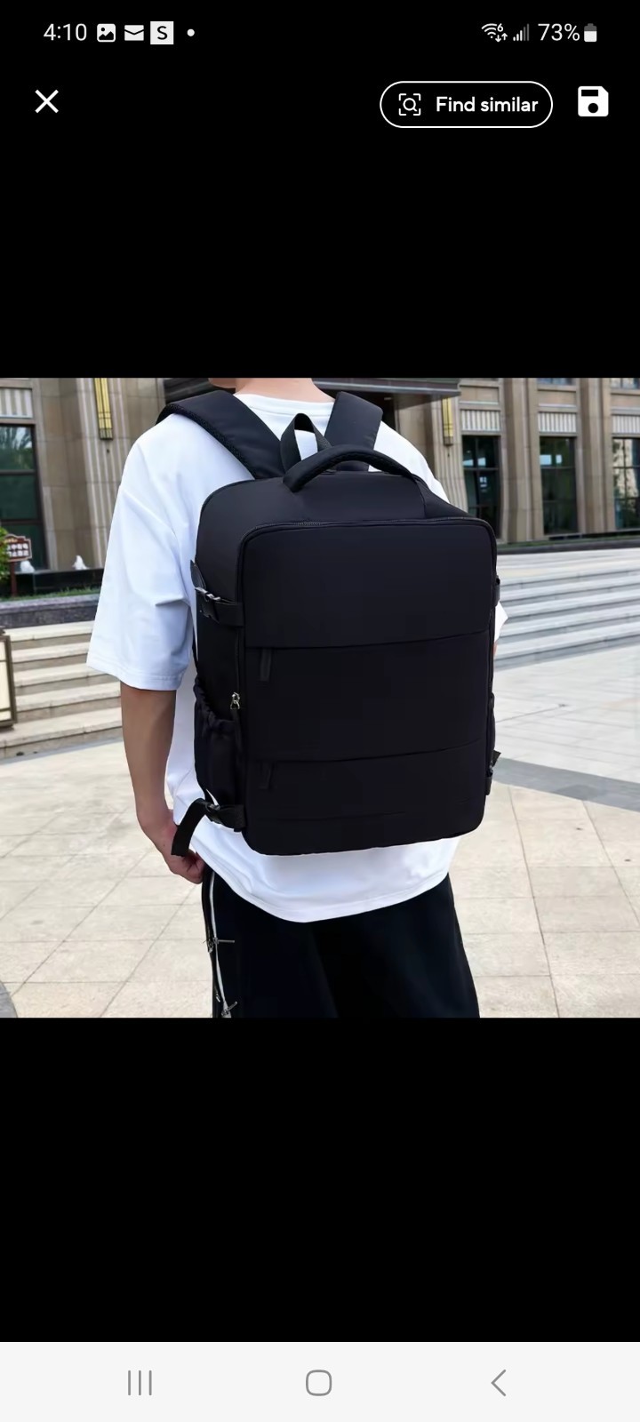 Black Solid Backpack Zip Closure Unisex Adults New with Tags