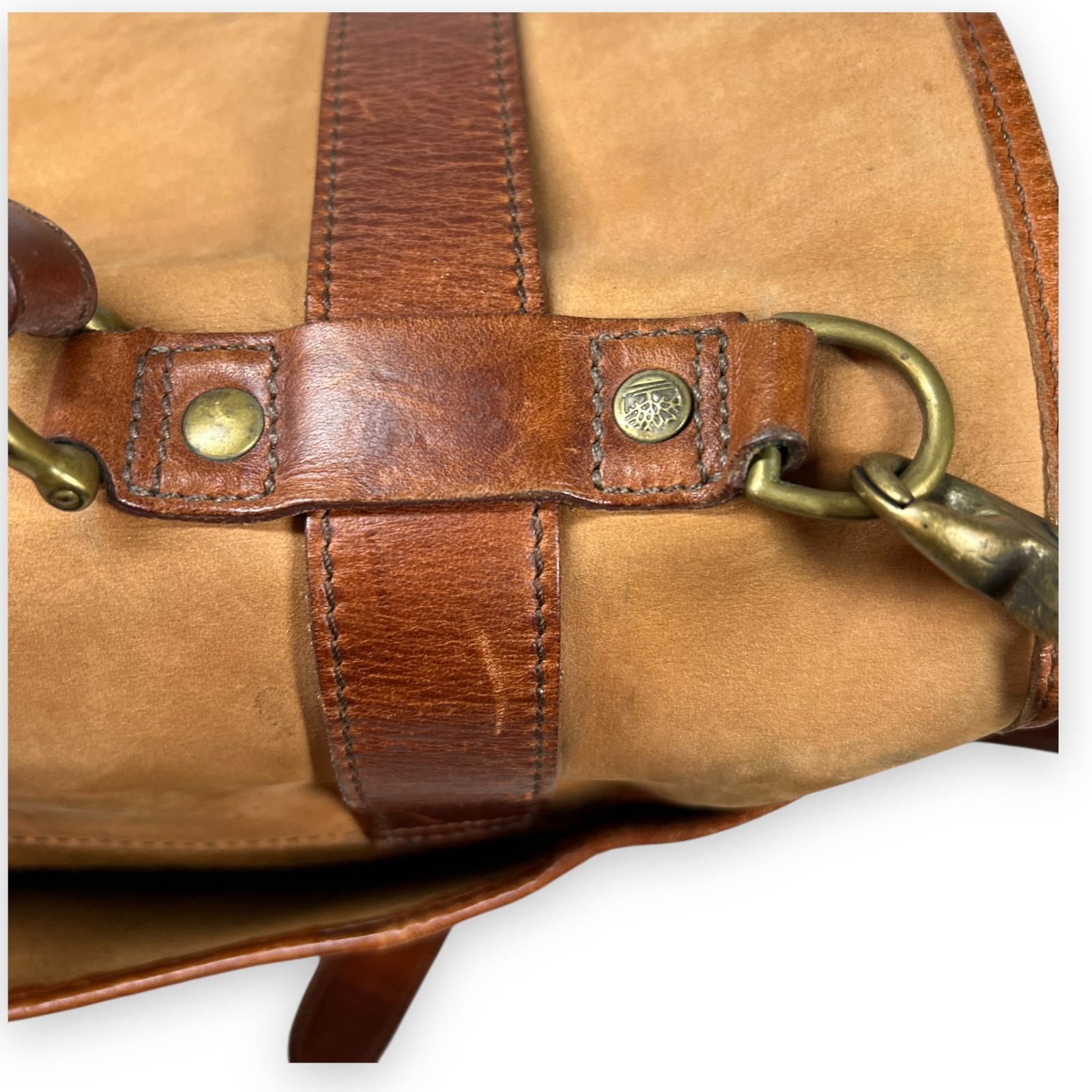 VTG Timberland Briefcase Men Tan Leathe USA Made Gorpcore Messenger Bag Heritage