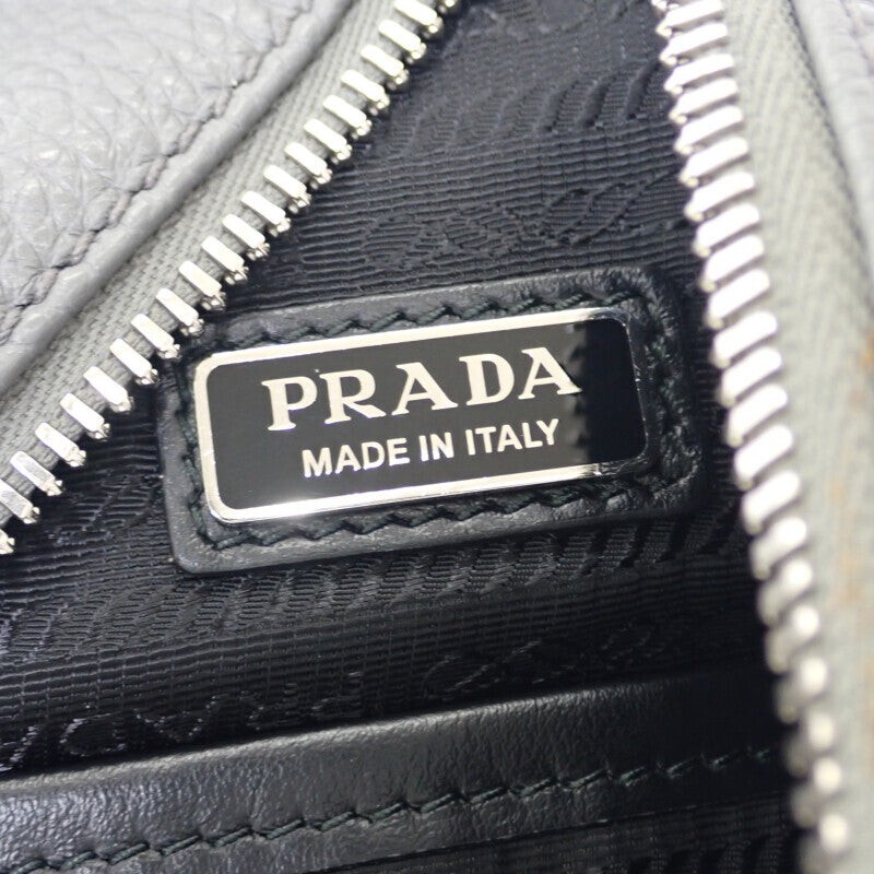 PRADA Vitello Dino Body Bag Leather Grey Silver Hardware Men’s ISY
