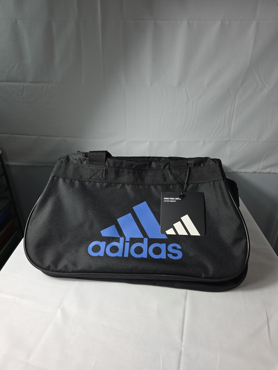 Adidas Diablo II Small Duffel Gym Bag Black /Blue Unisex 20.5″ x 11.75″ x 11″