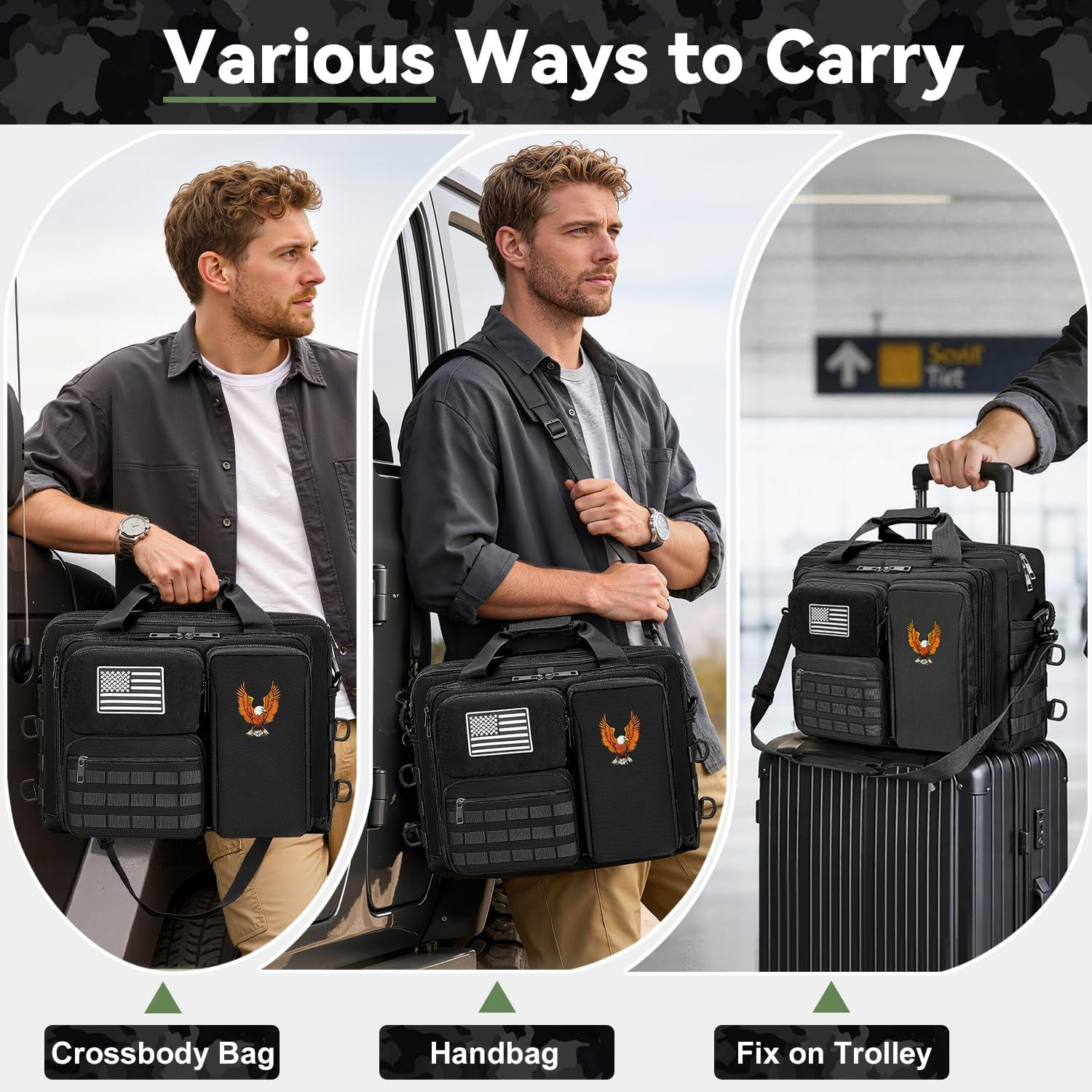 Professional Tactical Laptop Messenger Bag for Travel and Business, 15.6/18.5 In