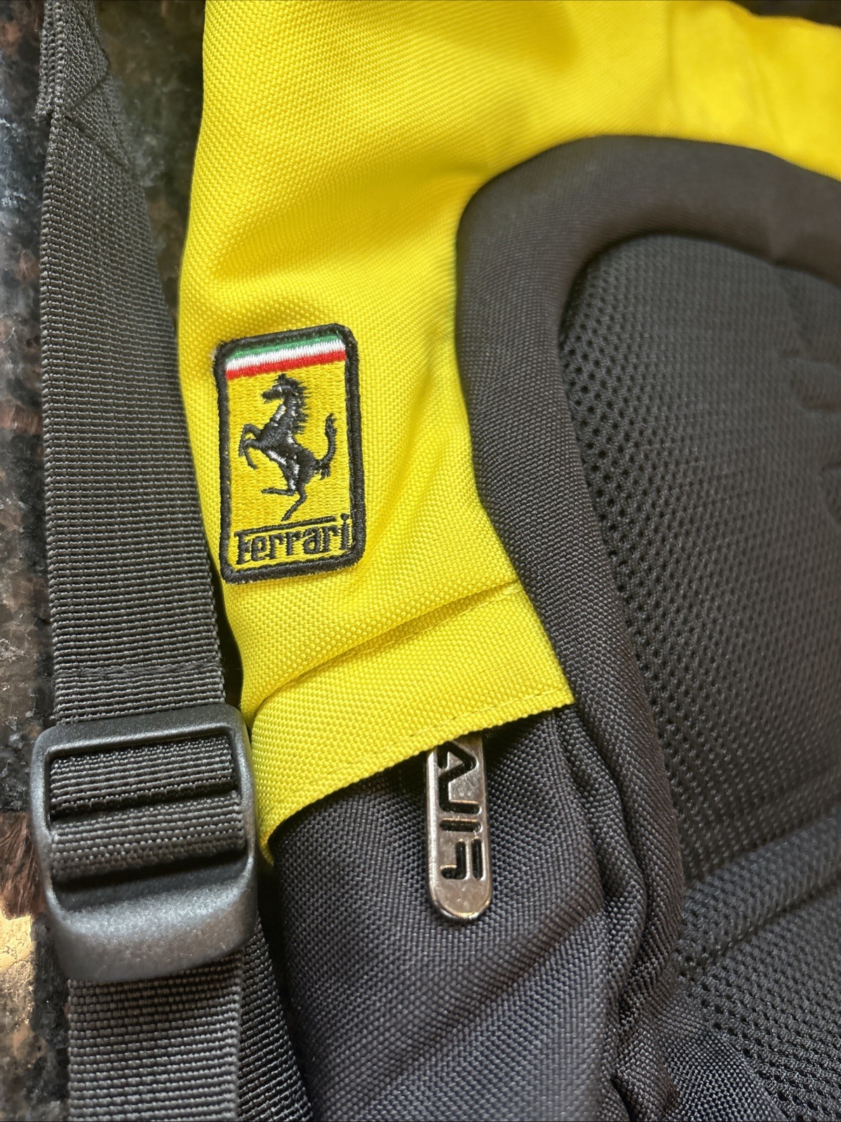 Ferrari Fila Book bag Neon Yellow Black Tie Strap Rare🔥🐎