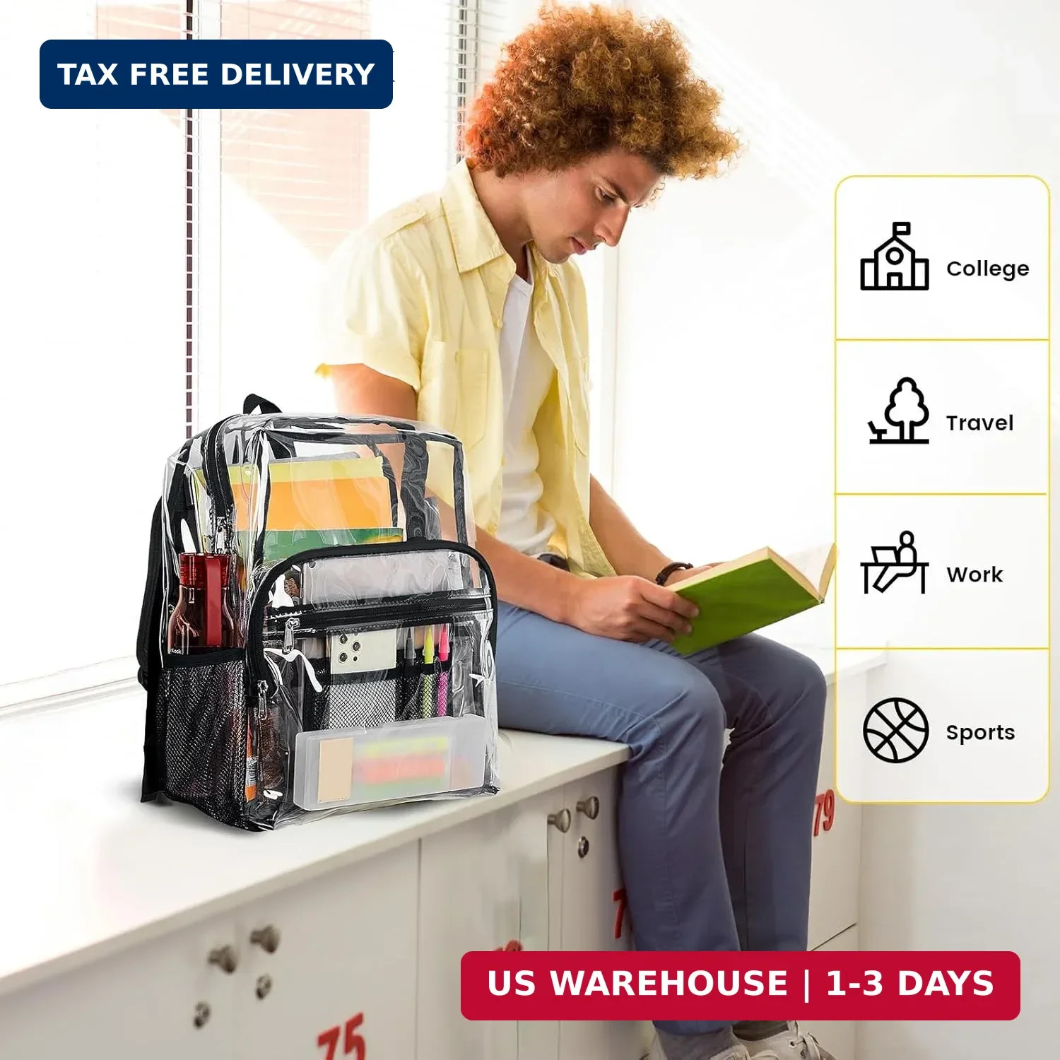 Vorspack Clear Backpack Heavy Duty – Clear Bookbag Large See through Backpack Pl
