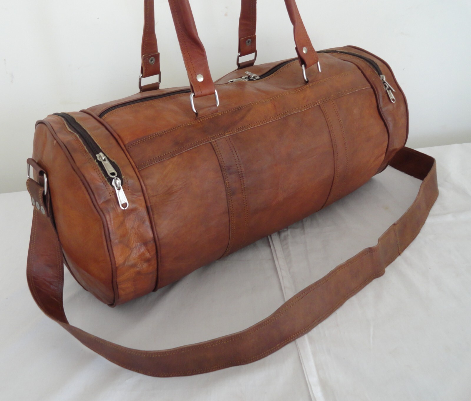 24 in Leather Duffle Bag Holdalls Travel Luggage Handbags Duffel Shoulder Bags