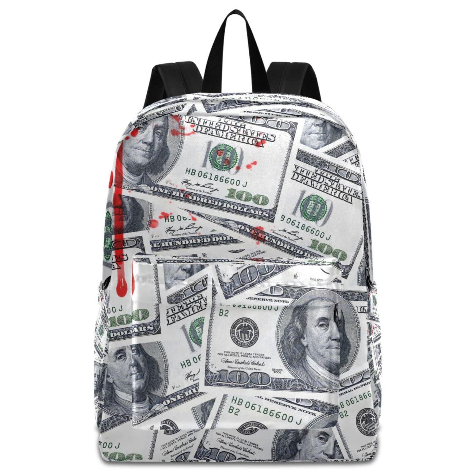 Bloody US 100 Dollars Money Big Travel Laptop Backpack Durable School Bag