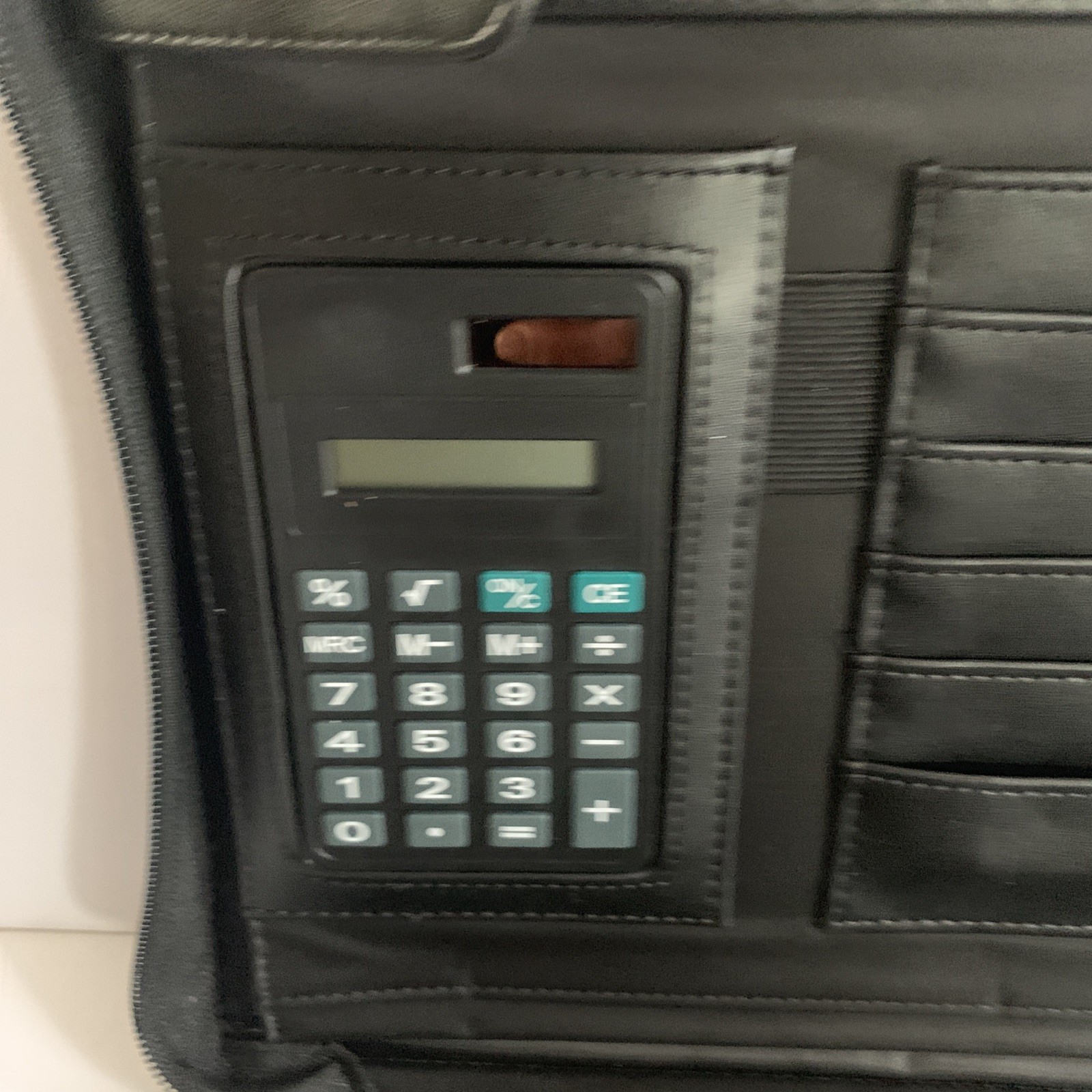 Attache Portfolio Briefcase Bag Black Faux Leather Retractable Handle Travel 13”