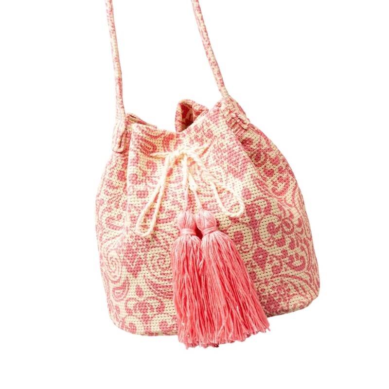 Women Drawstring Bucket Bag Retro Handbag Printed Bag Shoulder Bag Crossbody Bag