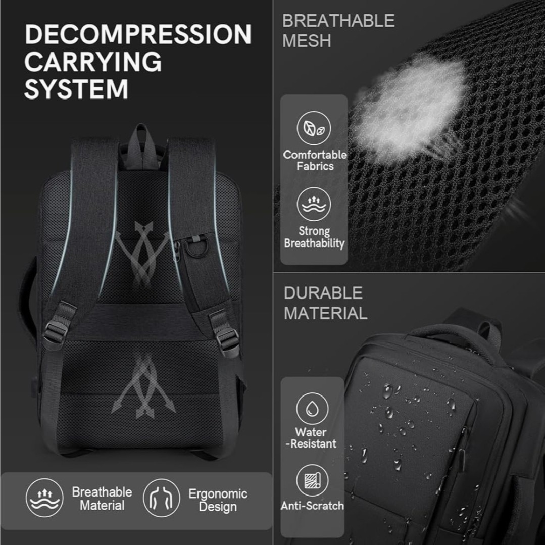 17.3″ Waterproof Laptop Backpack Travel Computer Bookbag with USB Charging Port