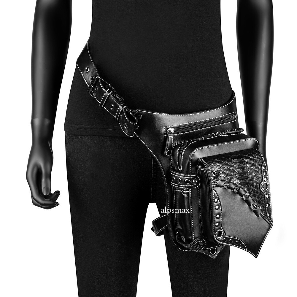 New PU Leather Gothic Steampunk Rock Punk Shoulder Crossbody Leg Waist Bags