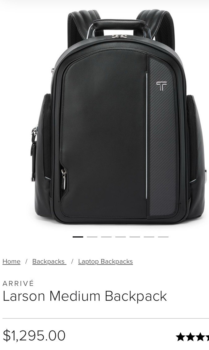 Tumi Arrive Larson Men’s All Leather Backpack $1295 Black