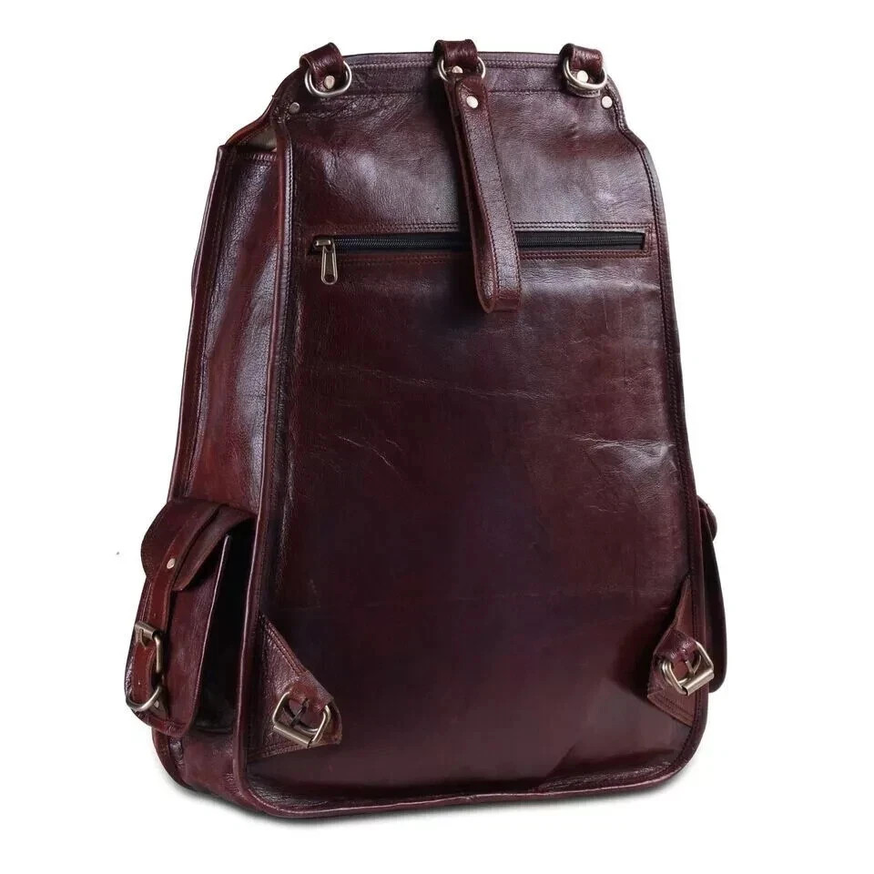 Vintage Leather Backpack Brown Rucksack Laptop Bag Handmade Travel Mens