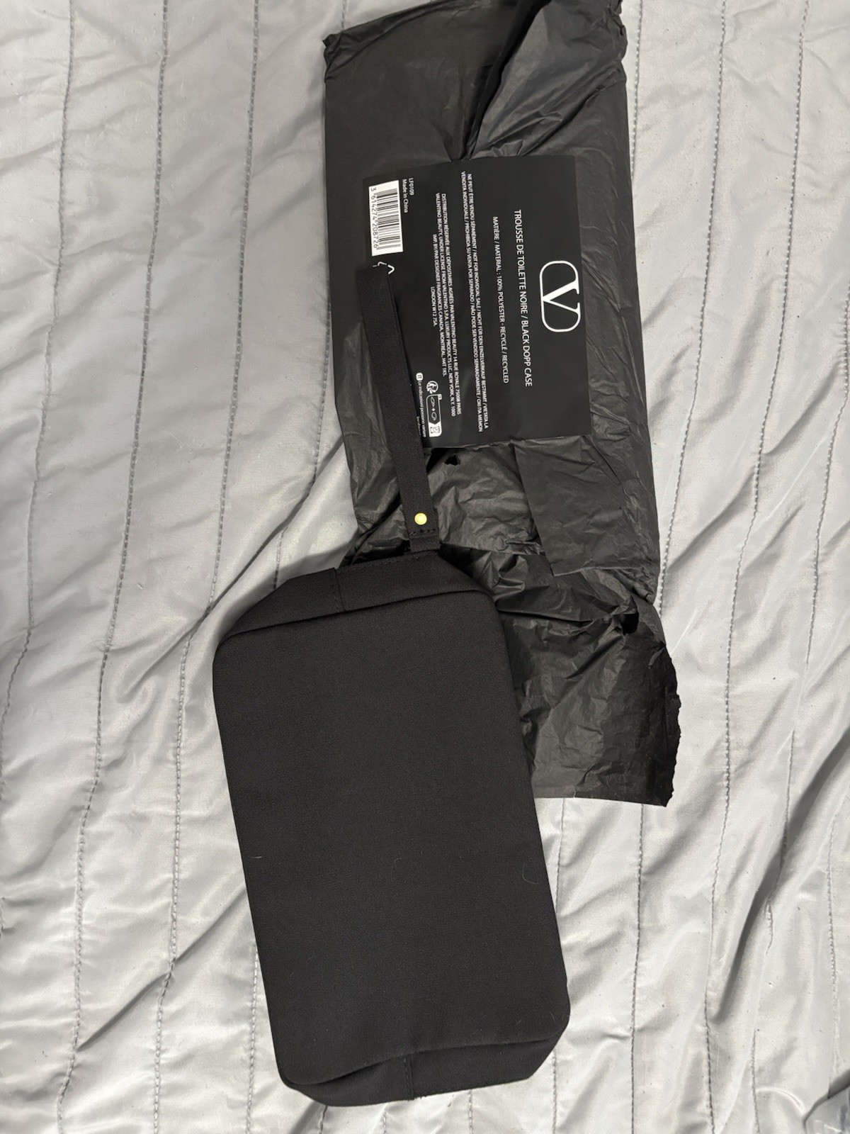 Valentino Black Men’s Toiletry Bag with Wrist Strap Zipper Closure Travel