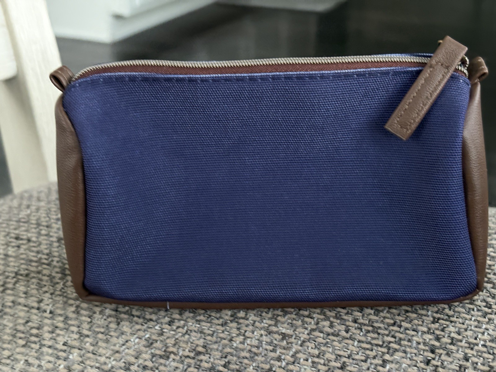 Brooks Brothers United Men Accessory Toiletry Bag Travel Pouch Blue Brown Lined