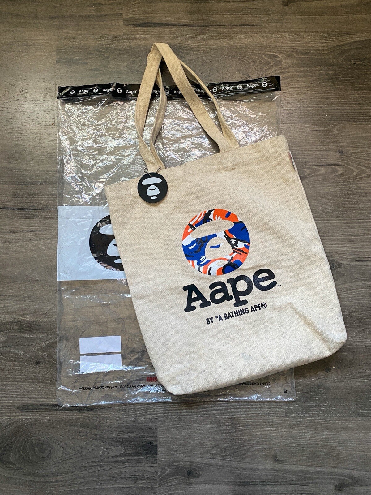 Aape A BATHING APE BAPE Canvas Tote Bag w/ Inside Pocket Gently Used, Tag & Bag