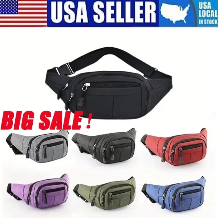 Men Women Fanny Pack Belt waist Bag Cross body Sling Shoulder Travel Sport Pouch