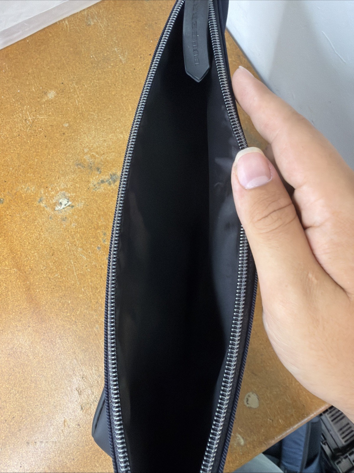 BURBERRY Beauty Pouch Navy Blue Toiletry Bag Cosmetic Travel Case