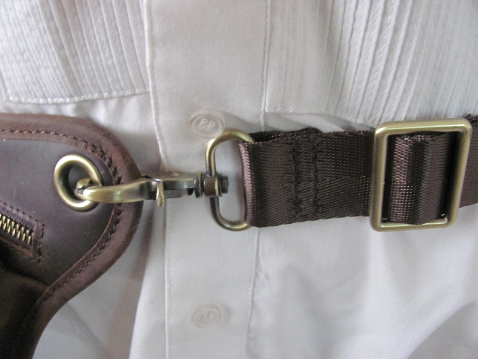 Men’s Steampunk Leg Pouch Brown Leather Brushed Brass Hardware