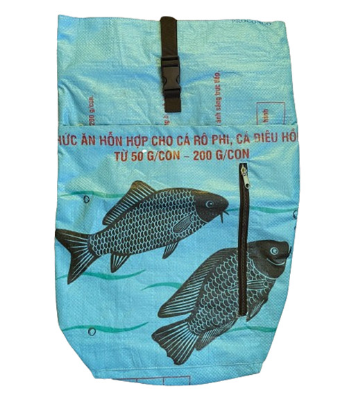 Fair Trade Fish Feed Duffle Backpack