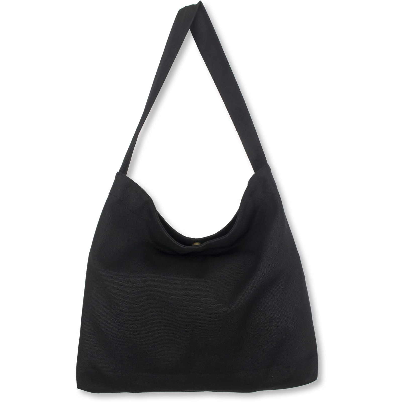 Colorful Seasons Canvas Bag with Magnetic Snap Large Size Simple Large, Black