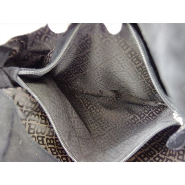 BALLY Shoulder Bag mixed material combination Black and Silver